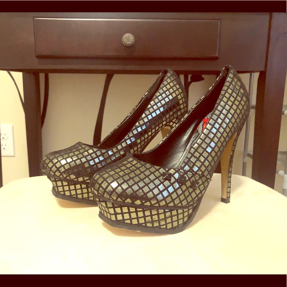 Silver metallic heels